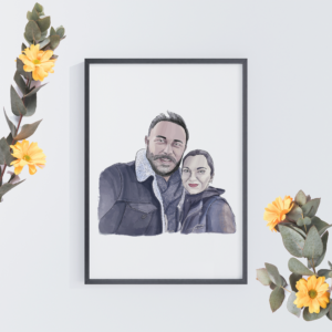 Cyfrowy portret pary na zamówienie – portret 2 osób sklep Art by Zuska