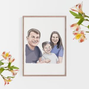 Cyfrowy portret grupowy na zamówienie – portret 3 osób i więcej