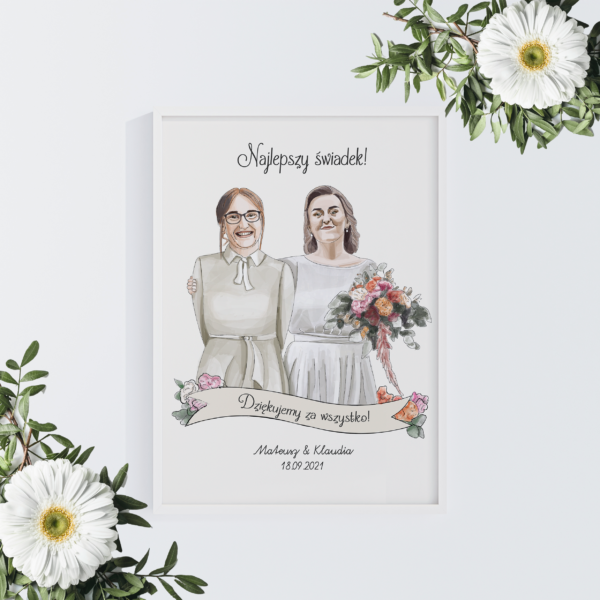 Podziękowanie dla świadkowej – personalizowany portret na zamówienie
