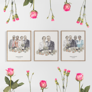 Zestaw portretów – podziękowania dla rodziców i portret pary młodej na zamówienie
