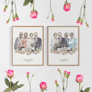 Zestaw portretów na podziękowanie dla rodziców – personalizowany prezent na zamówienie