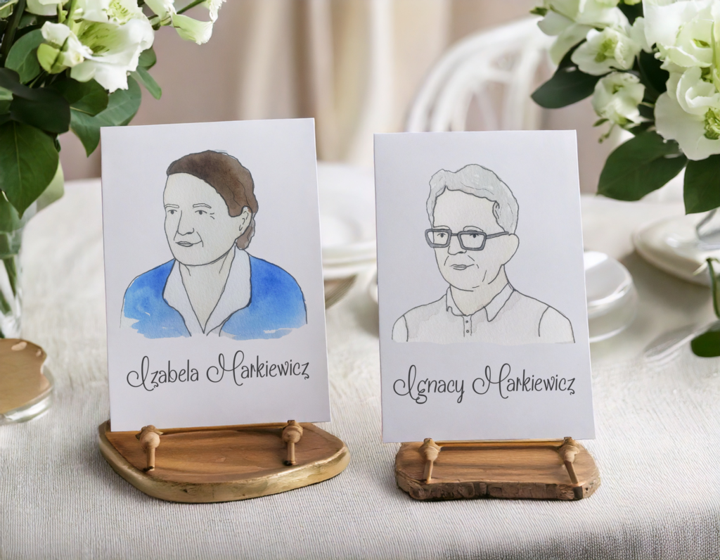 malowane winietki na stoły wesele ślub